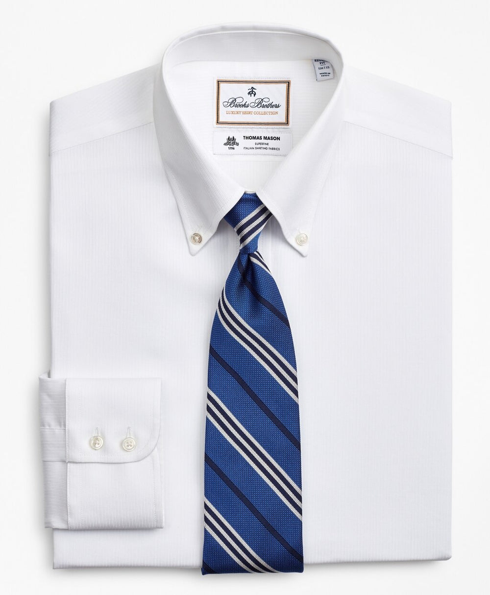 Brooks Brothers Men Luxury Collection Regent Fitted Dress Shirt, Button-Down Collar Self-Stripe