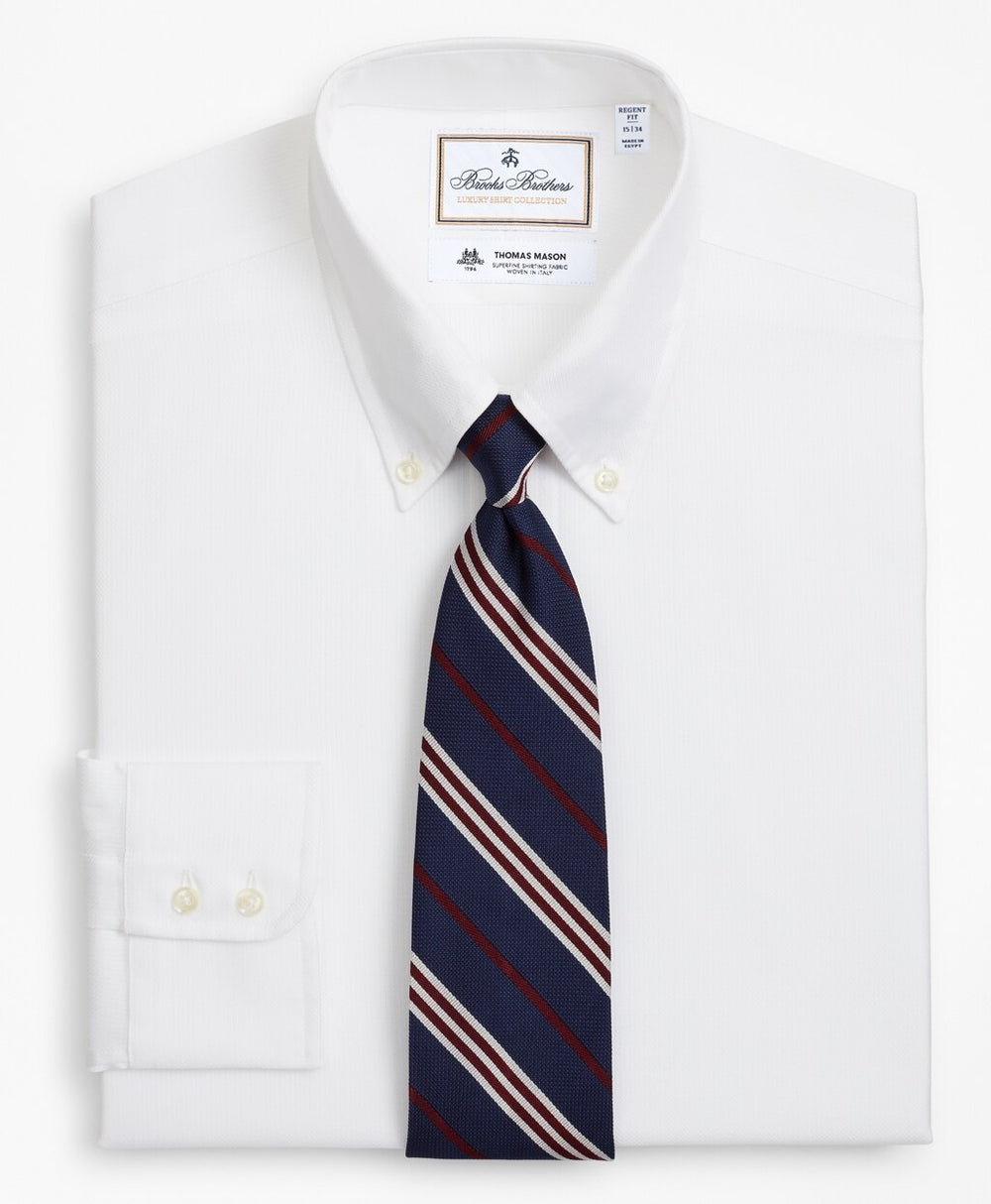 Brooks Brothers Men Luxury Collection Regent Fitted Dress Shirt, Button-Down Collar Textured