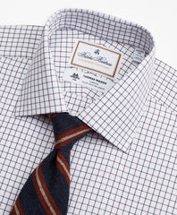 Brooks Brothers Men Luxury Collection Regent Fitted Dress Shirt, Franklin Spread Collar Fine Windowpane