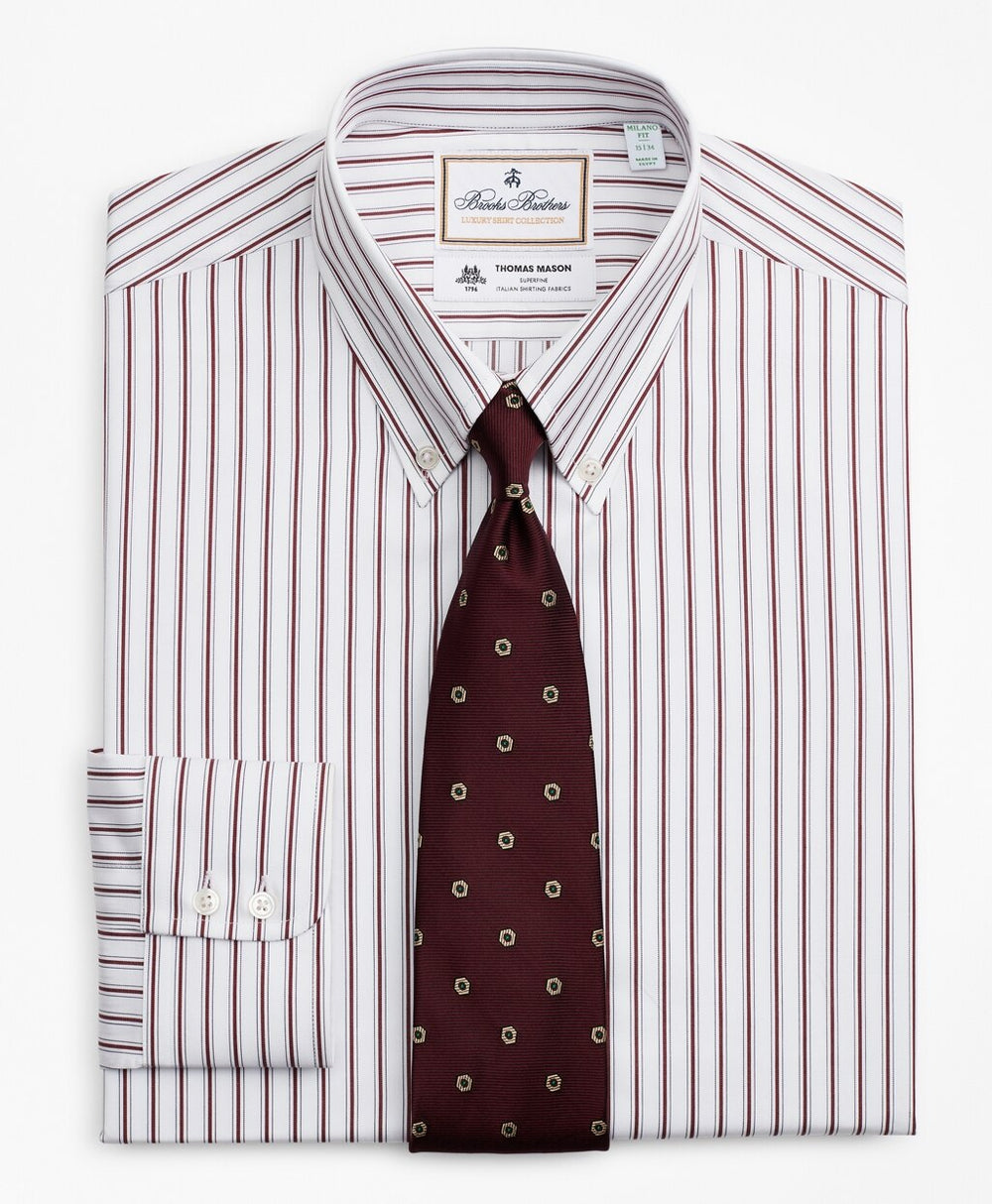 Brooks Brothers Men Luxury Collection Madison Classic-Fit Dress Shirt, Button-Down Collar Stripe