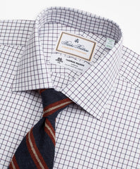 Brooks Brothers Men Luxury Collection Milano Slim-Fit Dress Shirt, Franklin Spread Collar Fine Windowpane