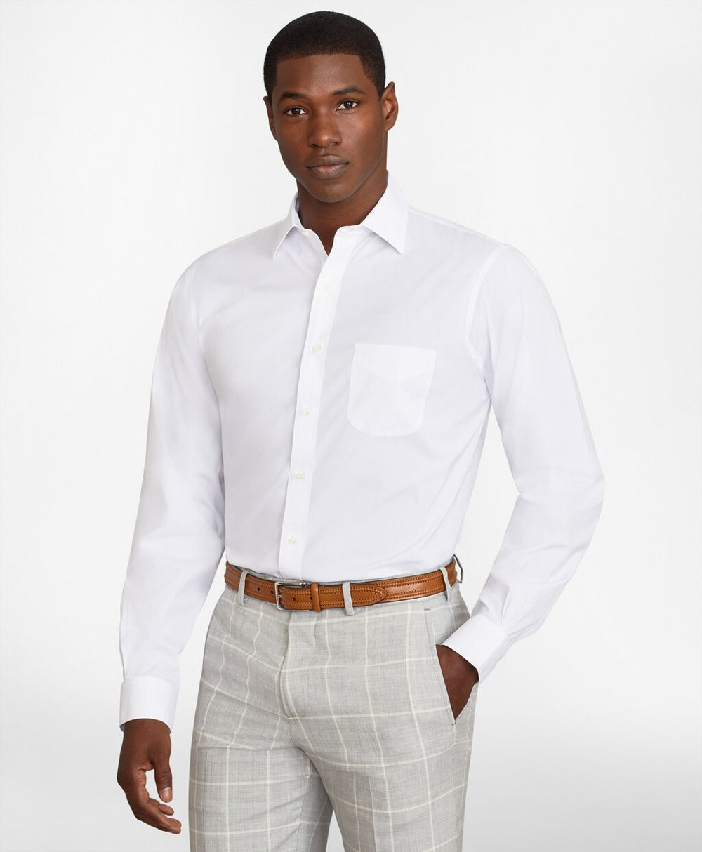 Brooks Brothers Men Regent Fitted Dress Shirt, Performance Non-Iron with COOLMAX®, Ainsley Collar Broadcloth
