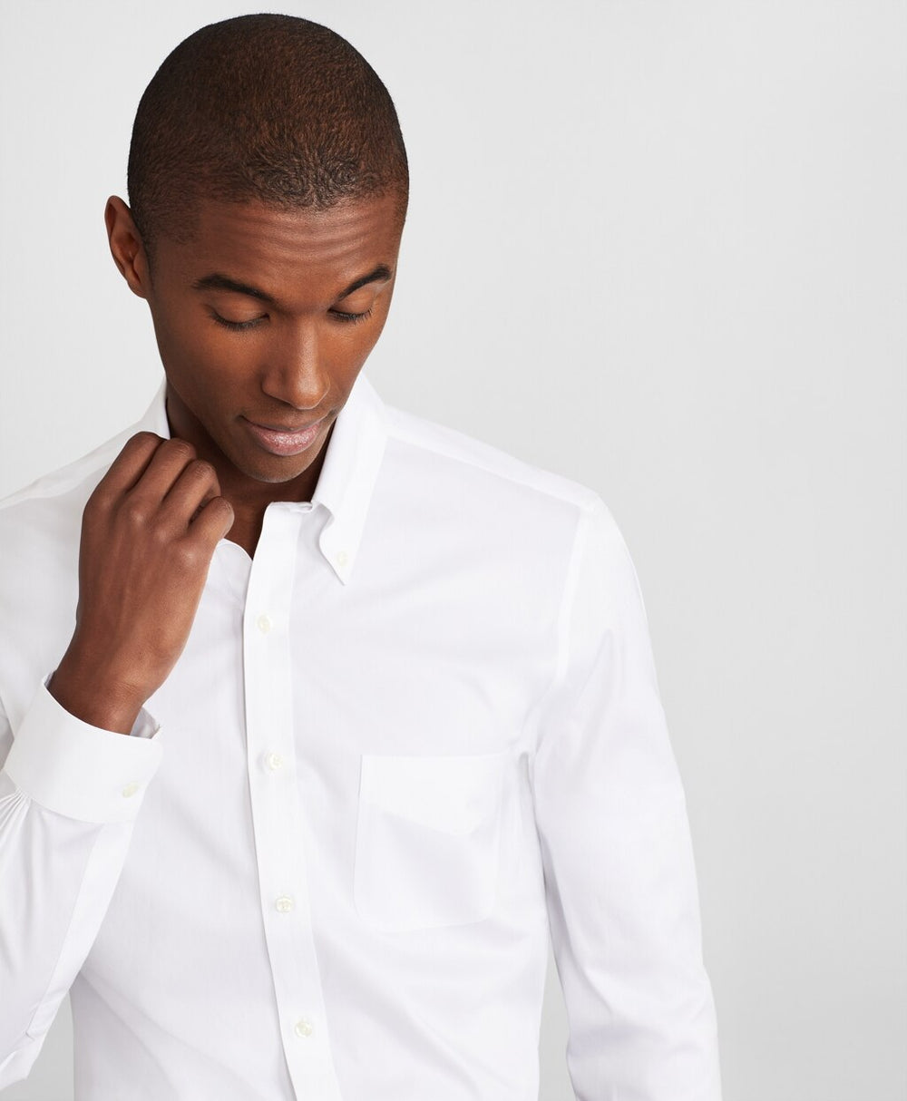 Brooks Brothers Men Milano Slim Fit Dress Shirt, Performance Non-Iron with COOLMAX®, Button-Down Collar Twill