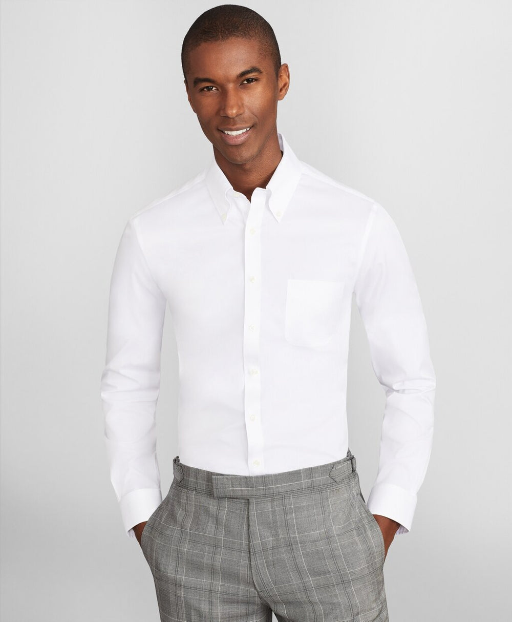 Brooks Brothers Men Soho Extra-Slim Fit Dress Shirt, Performance Non-Iron with COOLMAX®, Button-Down Collar Twill