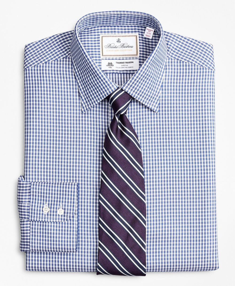Brooks Brothers Men Luxury Collection Madison Classic-Fit Dress Shirt, Franklin Spread Collar Gingham