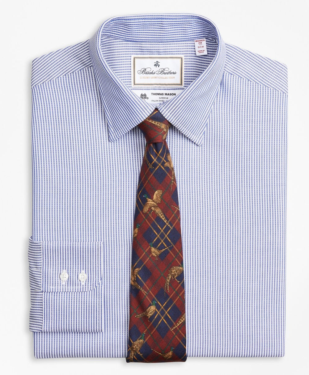Brooks Brothers Men Luxury Collection Madison Classic-Fit Dress Shirt, Franklin Spread Collar Track Stripe