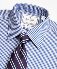 Brooks Brothers Men Luxury Collection Milano Slim-Fit Dress Shirt, Franklin Spread Collar Fine Gingham