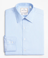 Brooks Brothers Men Luxury Collection Milano Slim-Fit Dress Shirt, Franklin Spread Collar Ground Stripe