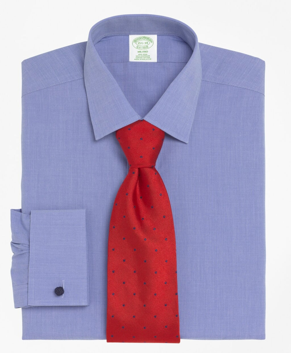 Brooks Brothers Men Milano Slim-Fit Dress Shirt, Non-Iron Spread Collar French Cuff