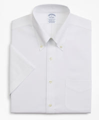 Brooks Brothers Men Stretch Regent Fitted Dress Shirt, Non-Iron Pinpoint Short-Sleeve