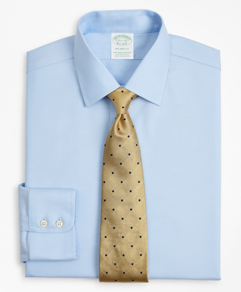 Brooks Brothers Men Stretch Milano Slim-Fit Dress Shirt, Non-Iron Twill Ainsley Collar