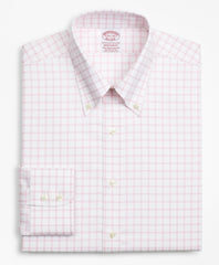 Brooks Brothers Men Stretch Madison Classic-Fit Dress Shirt, Non-Iron Twill Button-Down Collar Grid Check