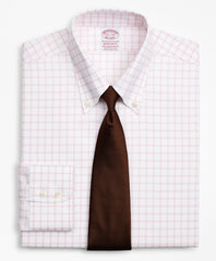 Brooks Brothers Men Stretch Madison Classic-Fit Dress Shirt, Non-Iron Twill Button-Down Collar Grid Check