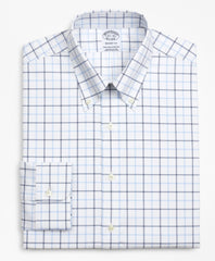 Brooks Brothers Men Stretch Regent Fitted Dress Shirt, Non-Iron Poplin Button-Down Collar Double-Grid Check