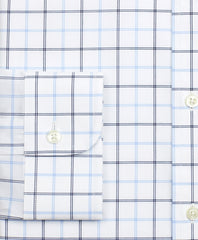 Brooks Brothers Men Stretch Milano Slim-Fit Dress Shirt, Non-Iron Poplin English Collar Double-Grid Check