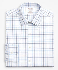 Brooks Brothers Men Stretch Soho Extra-Slim-Fit Dress Shirt, Non-Iron Poplin Ainsley Collar Double-Grid Check