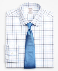Brooks Brothers Men Stretch Soho Extra-Slim-Fit Dress Shirt, Non-Iron Poplin Ainsley Collar Double-Grid Check