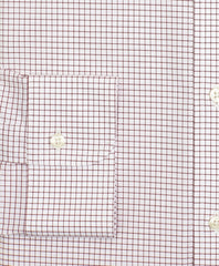 Brooks Brothers Men Stretch Regent Fitted Dress Shirt, Non-Iron Poplin Button-Down Collar Small Grid Check