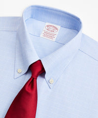 Brooks Brothers Men Stretch Madison Classic-Fit Dress Shirt, Non-Iron Royal Oxford Button-Down Collar Glen Plaid