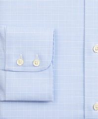 Brooks Brothers Men Stretch Madison Classic-Fit Dress Shirt, Non-Iron Royal Oxford Button-Down Collar Glen Plaid