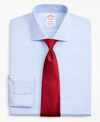 Brooks Brothers Men Stretch Madison Classic-Fit Dress Shirt, Non-Iron Royal Oxford English Collar Glen Plaid