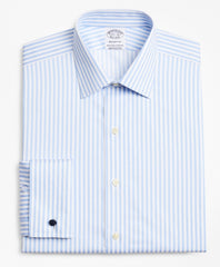 Brooks Brothers Men Stretch Regent Fitted Dress Shirt, Non-Iron Twill Ainsley Collar French Cuff Bold Stripe