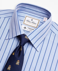 Brooks Brothers Men Luxury Collection Madison Classic-Fit Dress Shirt, Franklin Spread Collar Herringbone Stripe