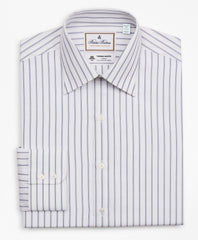 Brooks Brothers Men Luxury Collection Milano Slim-Fit Dress Shirt, Franklin Spread Collar Micro-Outline Stripe