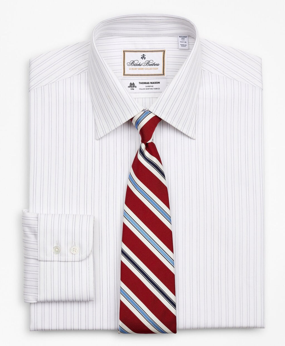 Brooks Brothers Men Luxury Collection Regent Fitted Dress Shirt, Franklin Spread Collar Stripe