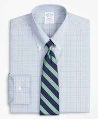 Brooks Brothers Men Stretch Regent Fitted Dress Shirt, Non-Iron Pinpoint Button-Down Collar Glen Plaid