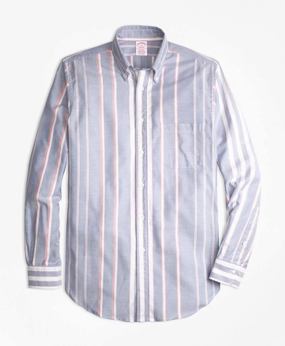 Brooks Brothers Men Madison Fit Oxford Bold Stripe Sport Shirt