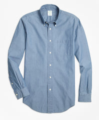 Brooks Brothers Men Milano Fit Indigo Chambray Sport Shirt