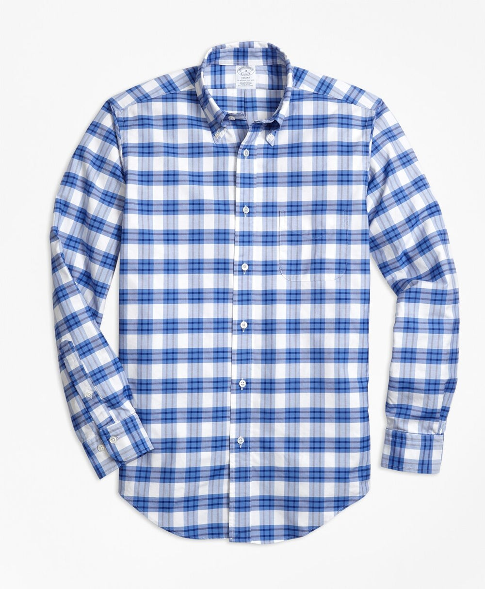 Brooks Brothers Men Regent Fit Oxford Plaid Sport Shirt