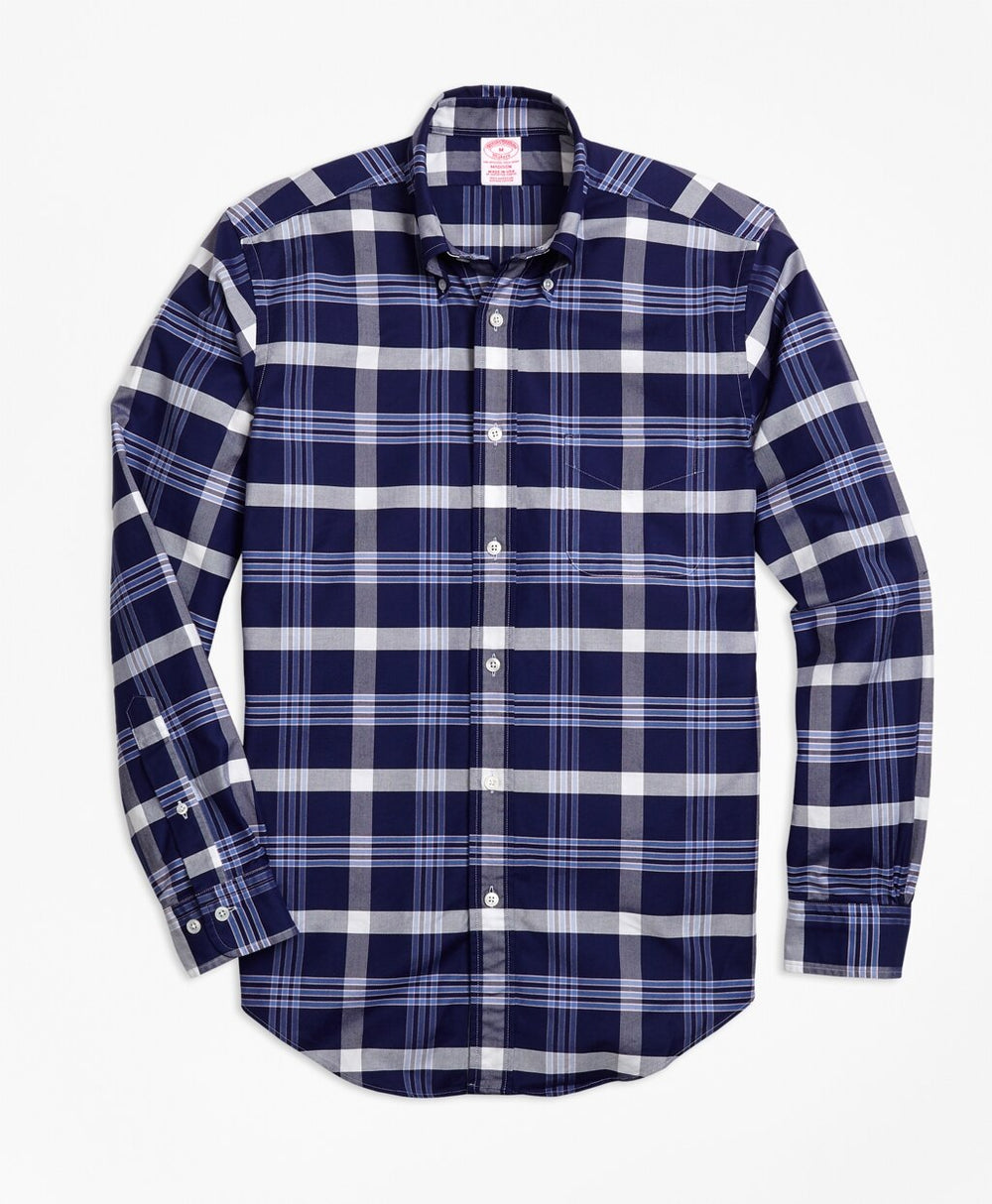 Brooks Brothers Men Madison Fit Oxford BB#10 Plaid Sport Shirt