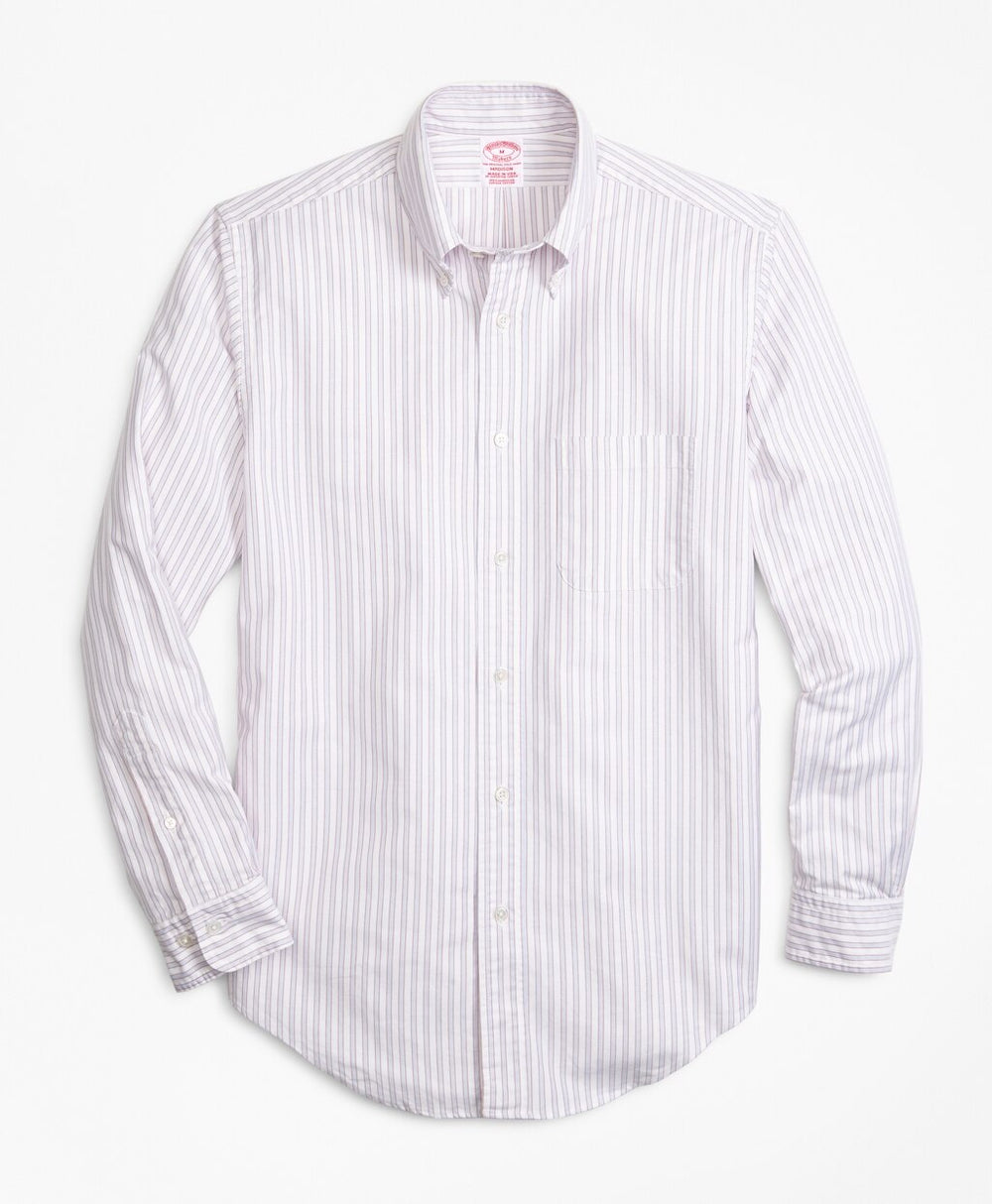 Brooks Brothers Men Madison Fit Oxford Outline Stripe Sport Shirt