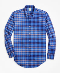 Brooks Brothers Men Milano Fit Oxford Plaid Sport Shirt