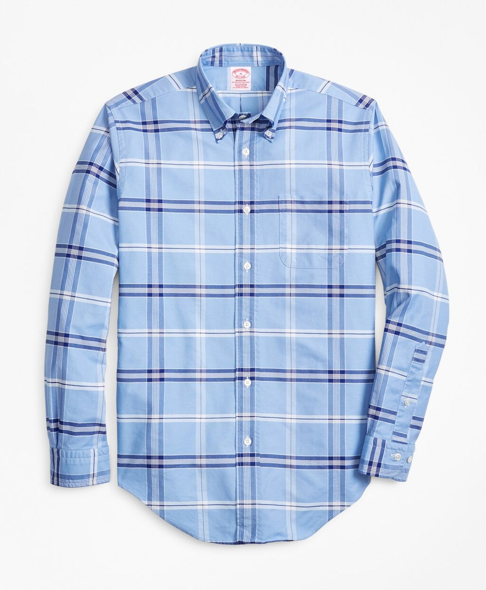 Brooks Brothers Men Madison Fit Oxford Windowpane Sport Shirt