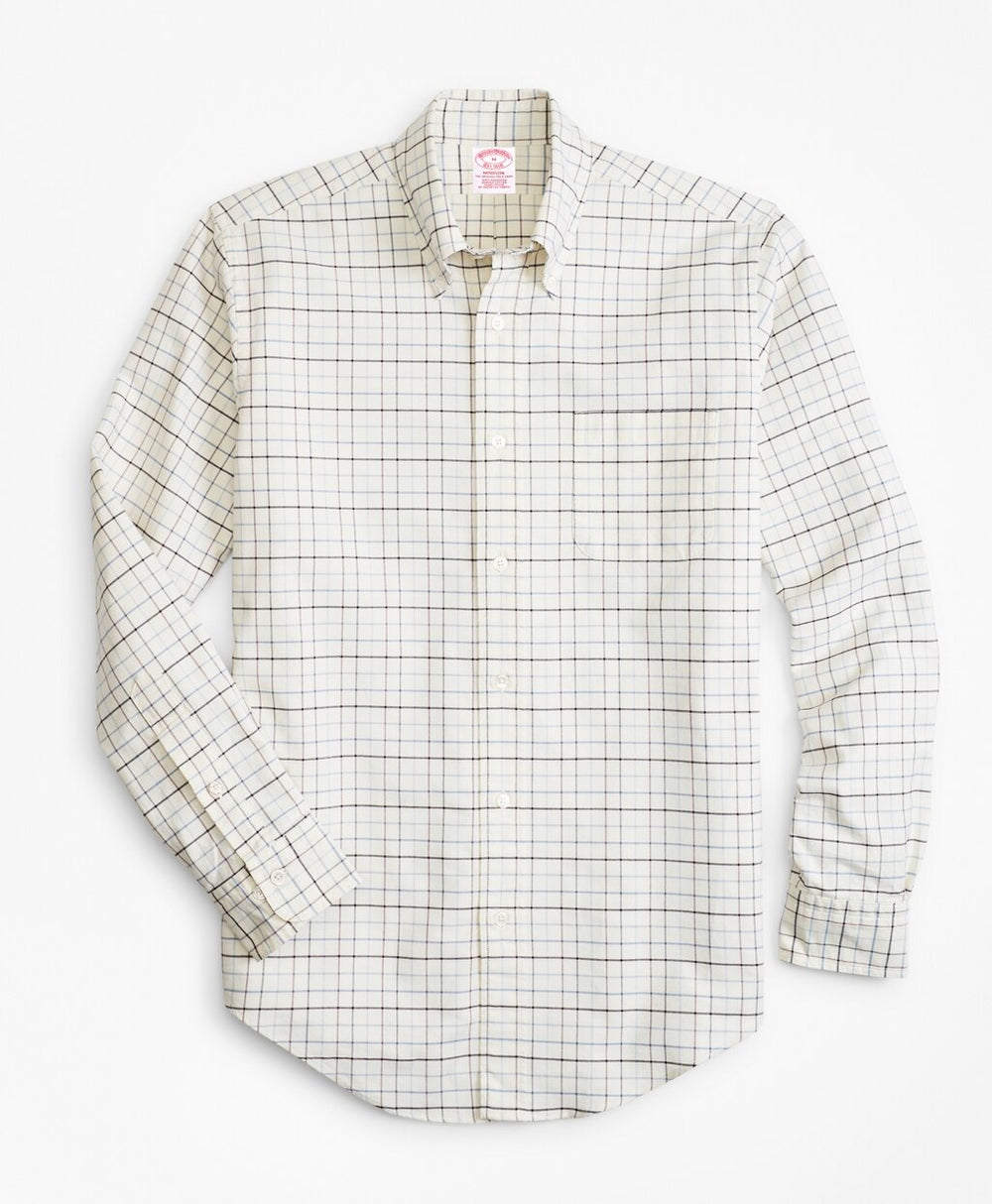 Brooks Brothers Men Madison Fit Oxford Windowpane Sport Shirt