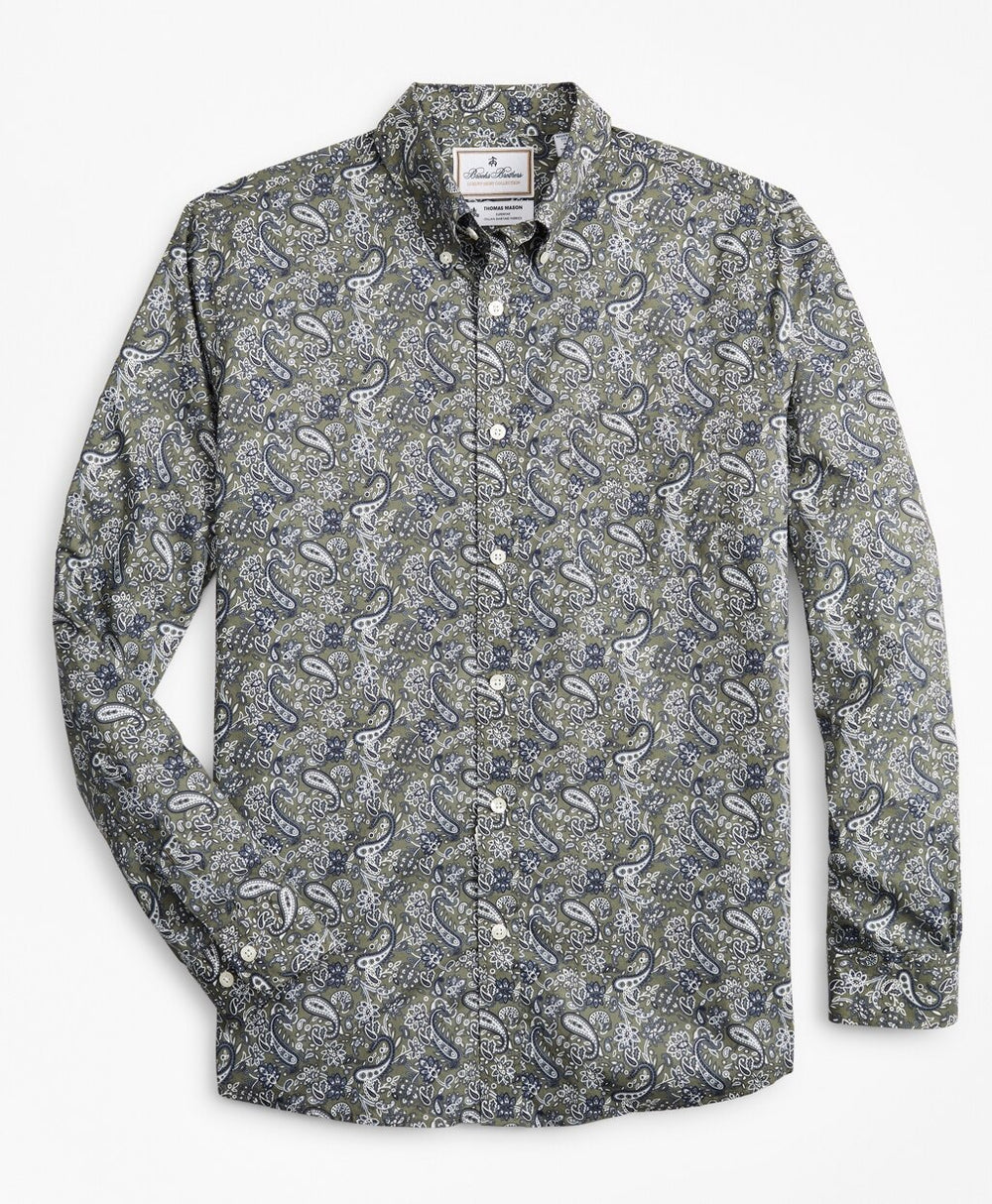 Brooks Brothers Men Luxury Collection Regent Fitted Sport Shirt, Button-Down Collar Paisley Print