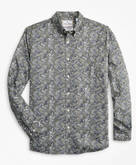 Brooks Brothers Men Luxury Collection Milano Slim-Fit Sport Shirt, Button-Down Collar Paisley Print