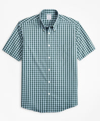 Brooks Brothers Men Stretch Regent Fitted Sport Shirt, Non-Iron Short-Sleeve Gingham