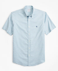 Brooks Brothers Men Stretch Regent Fitted Sport Shirt, Non-Iron Short-Sleeve Check