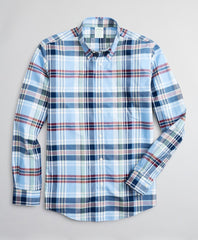 Brooks Brothers Men Stretch Milano Slim-Fit Sport Shirt, Non-Iron Multi-Plaid