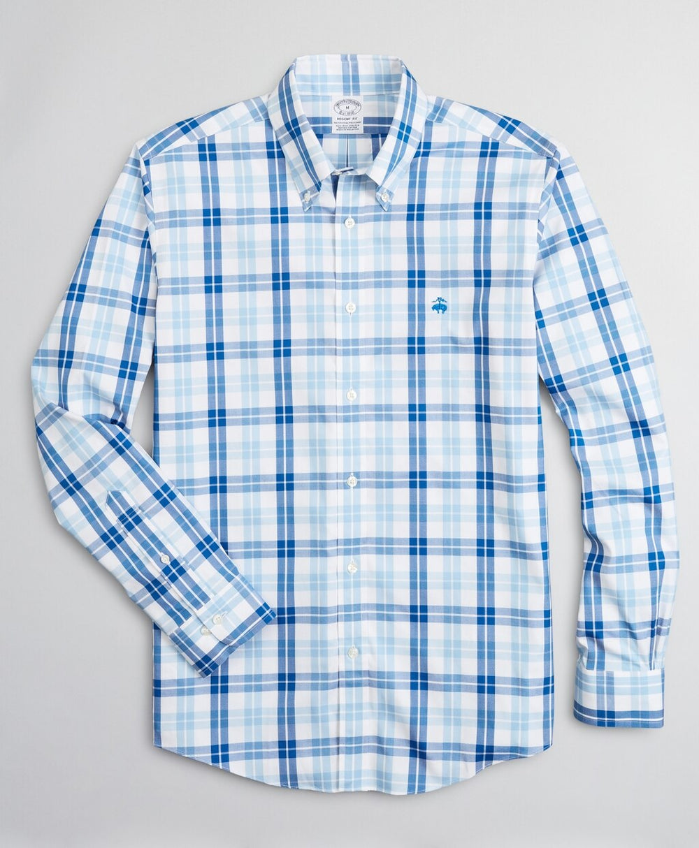 Brooks Brothers Men Stretch Regent Fitted Sport Shirt, Non-Iron Check