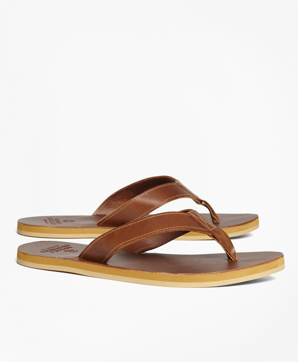 Brooks Brothers Men Leather Flip-Flops