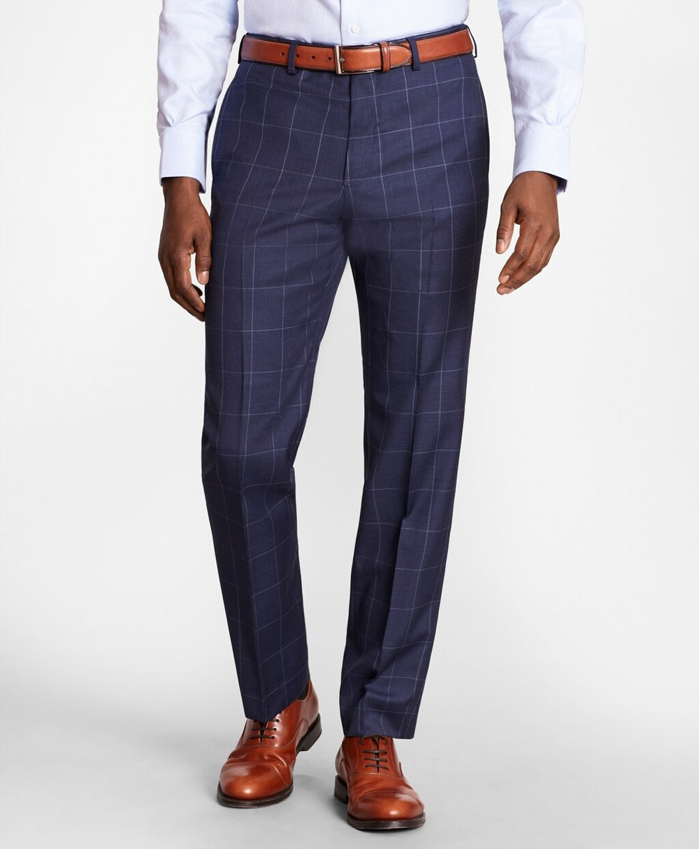 Brooks Brothers Men BrooksGate™ Regent-Fit Windowpane Wool Twill Suit Pants