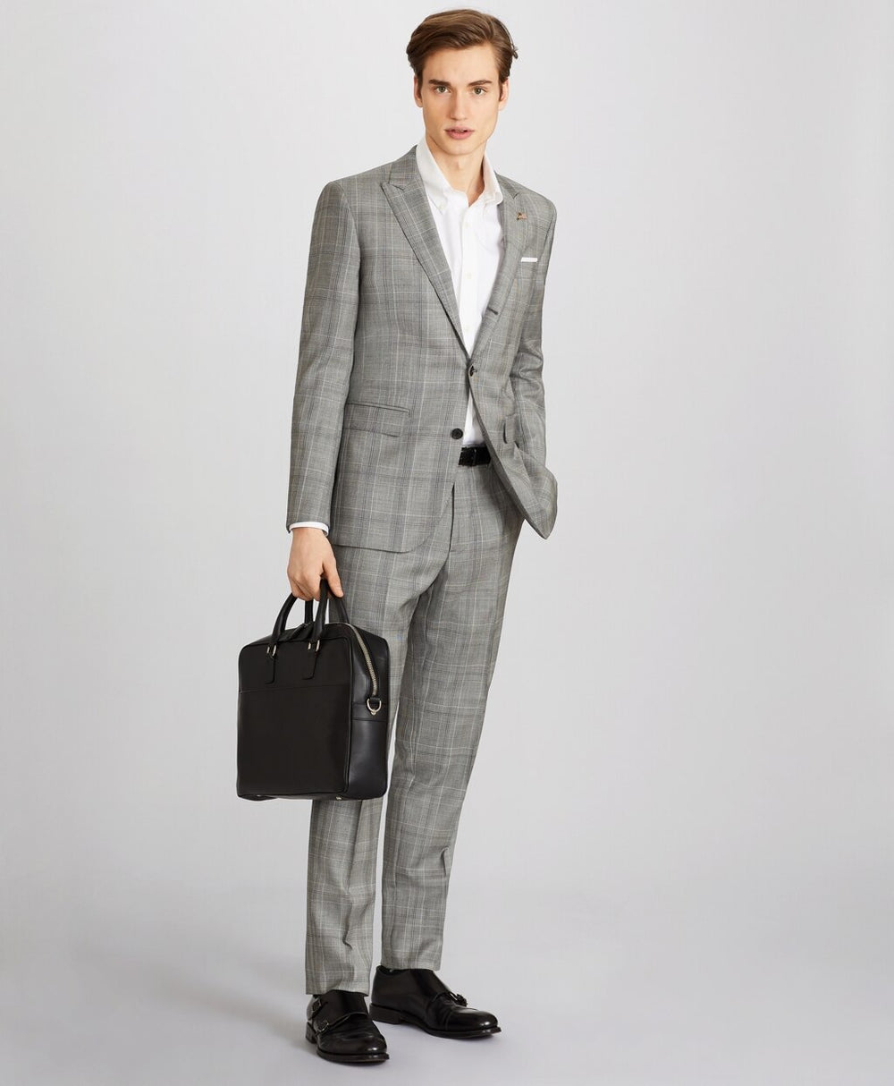 Brooks Brothers Men Milano Fit Three-Button Plaid 1818 Suit