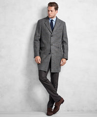 Brooks Brothers Men Golden Fleece® Black and White Plaid Topcoat