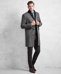 Brooks Brothers Men Golden Fleece® Black and White Plaid Topcoat