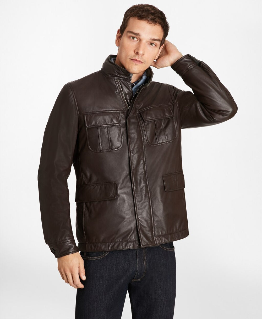 Brooks Brothers Men Reversible Leather Jacket